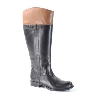 Leather riding boots 8.5 equestrian knee high wide